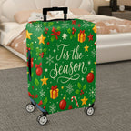1-Piece Holiday Christmas Gift Ornament Holly Star  Suitcase Luggage Cover, Stretch Protective Sleeve