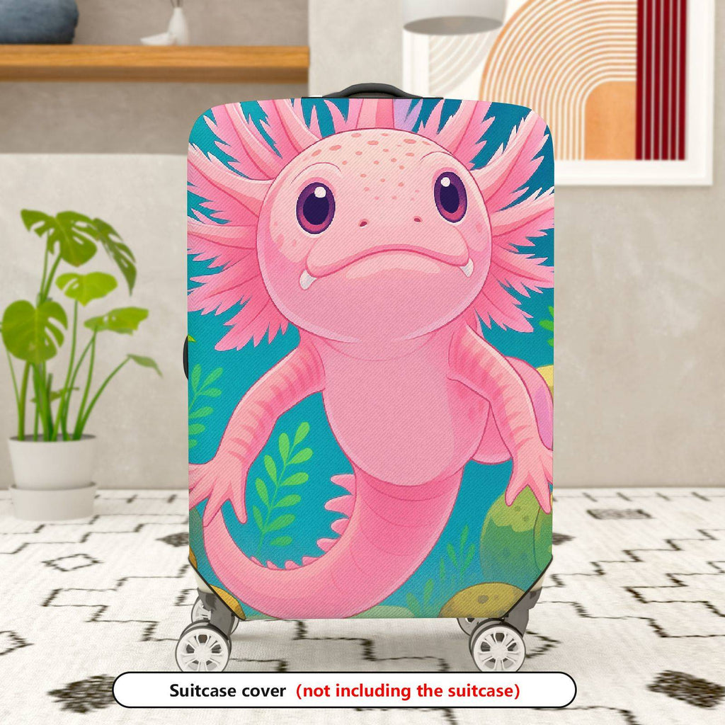 1-Piece Axolotl Underwater Cute Playful Fun Whimsical  Suitcase Luggage Cover, Stretch Protective Sleeve