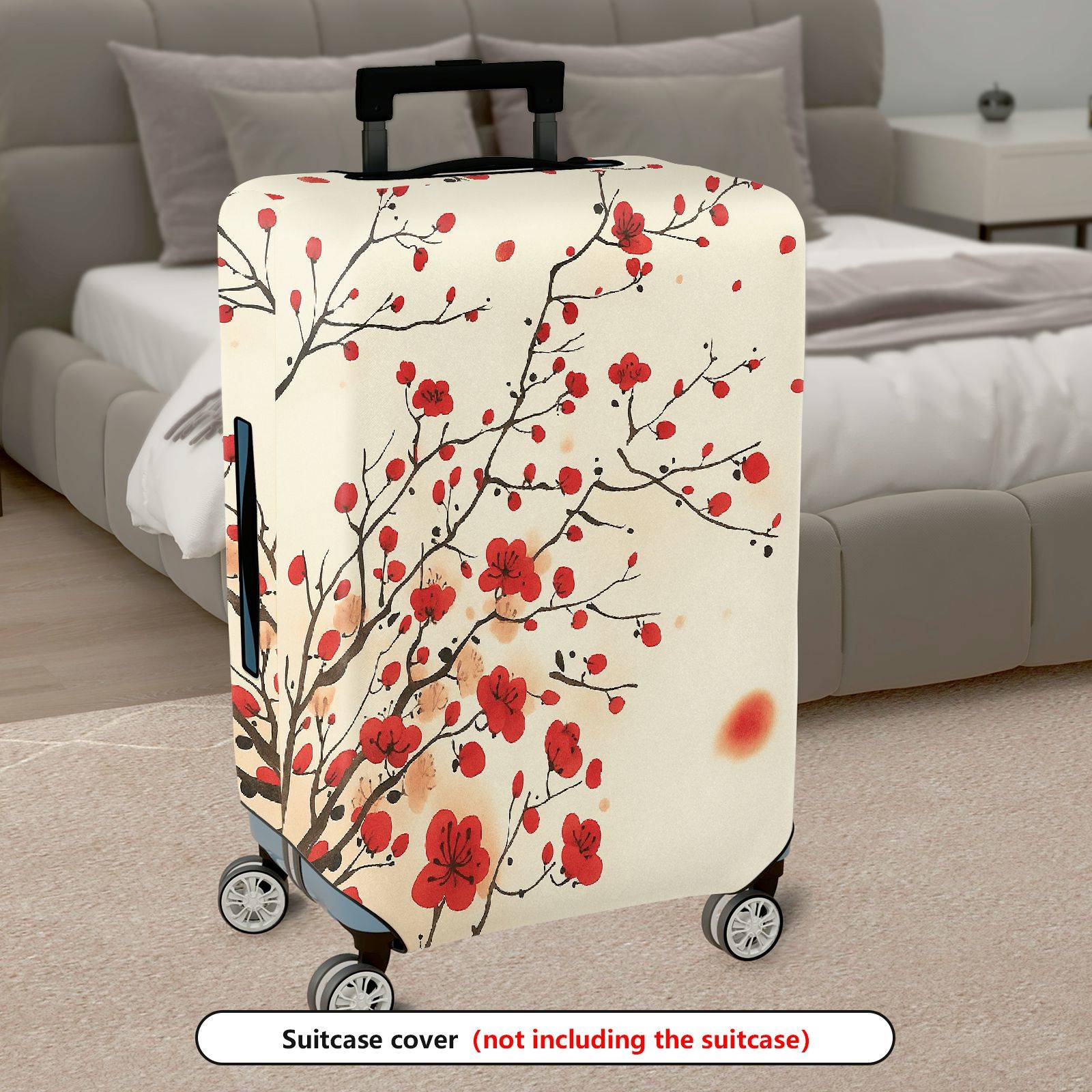 1-Piece Elegant Sakura Floral Branch Pattern Travel  Suitcase Luggage Cover, Stretch Protective Sleeve