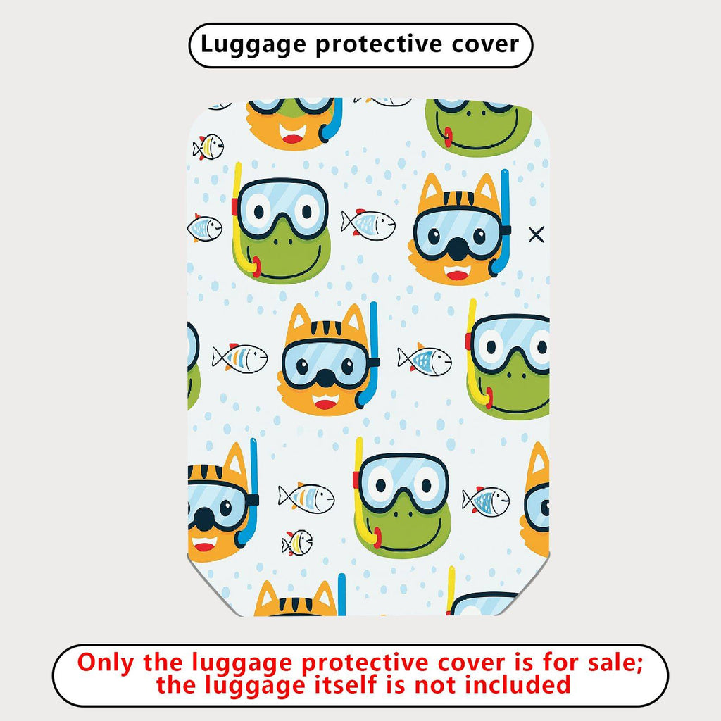 1-Piece Animal Fish Diving Water Fun Printed  Suitcase Luggage Cover, Stretch Protective Sleeve