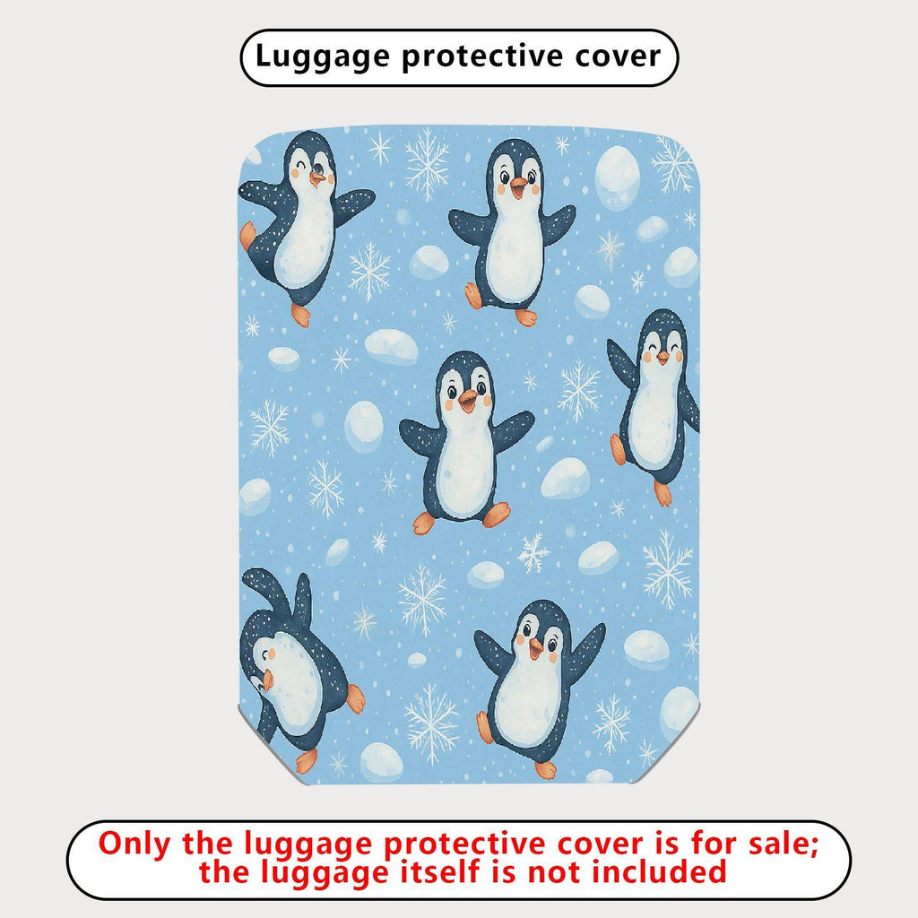 1-Piece Penguin Snowflake Winter Holiday Fun Friendly  Suitcase Luggage Cover, Stretch Protective Sleeve