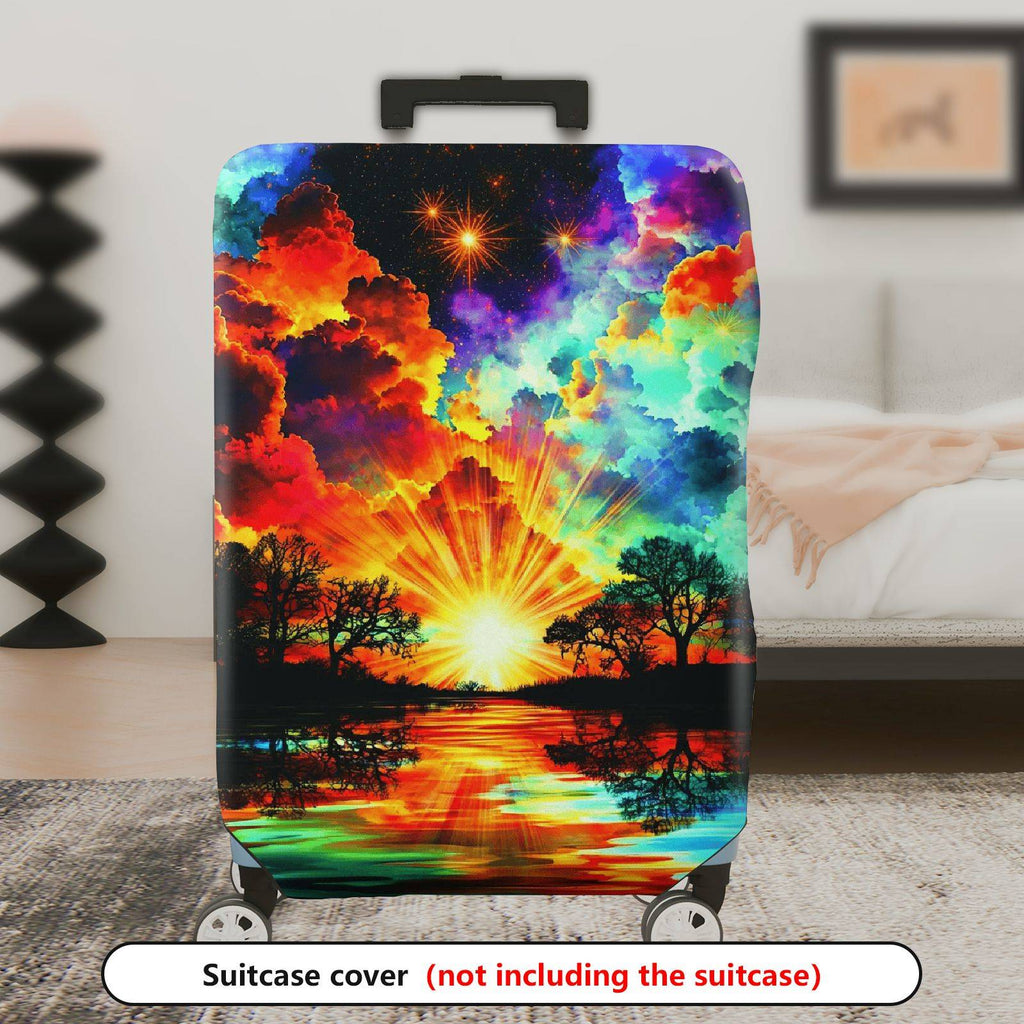 1-Piece Sunset Rainbow Cloud Tree Landscape Sky  Suitcase Luggage Cover, Stretch Protective Sleeve