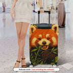 1-Piece Red Panda Floral Leaf Nature Animal Cute  Suitcase Luggage Cover, Stretch Protective Sleeve