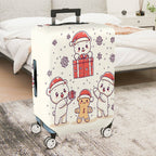 1-Piece Christmas Bear Gift Snowflakes Holiday  Suitcase Luggage Cover, Stretch Protective Sleeve