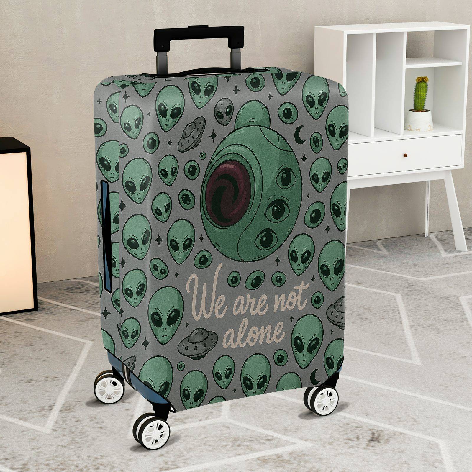 1-Piece Alien  Space Outer World Cosmic  Suitcase Luggage Cover, Stretch Protective Sleeve