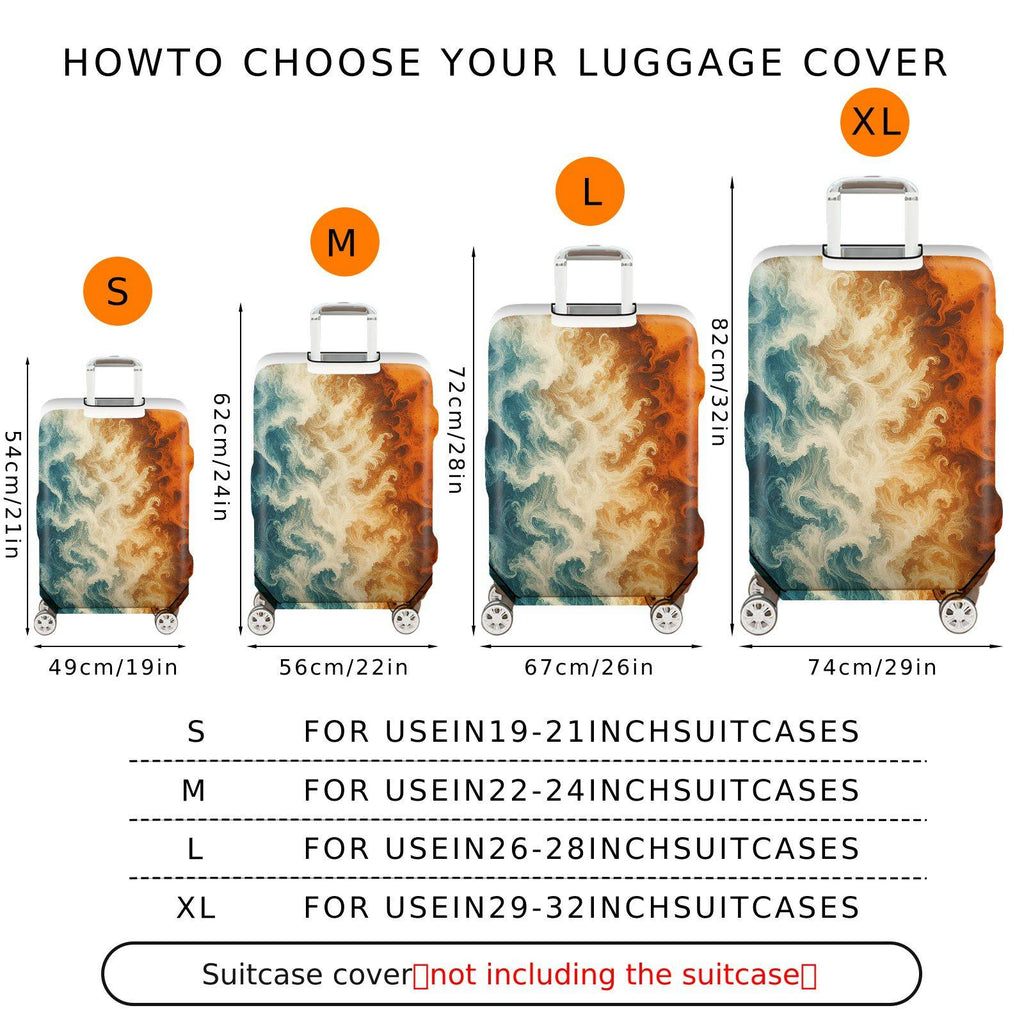 1-Piece Abstract Ocean Fire Energy Flow Art  Suitcase Luggage Cover, Stretch Protective Sleeve