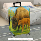 1-Piece Bison Wildlife Landscape Nature Artistic Animal  Suitcase Luggage Cover, Stretch Protective Sleeve