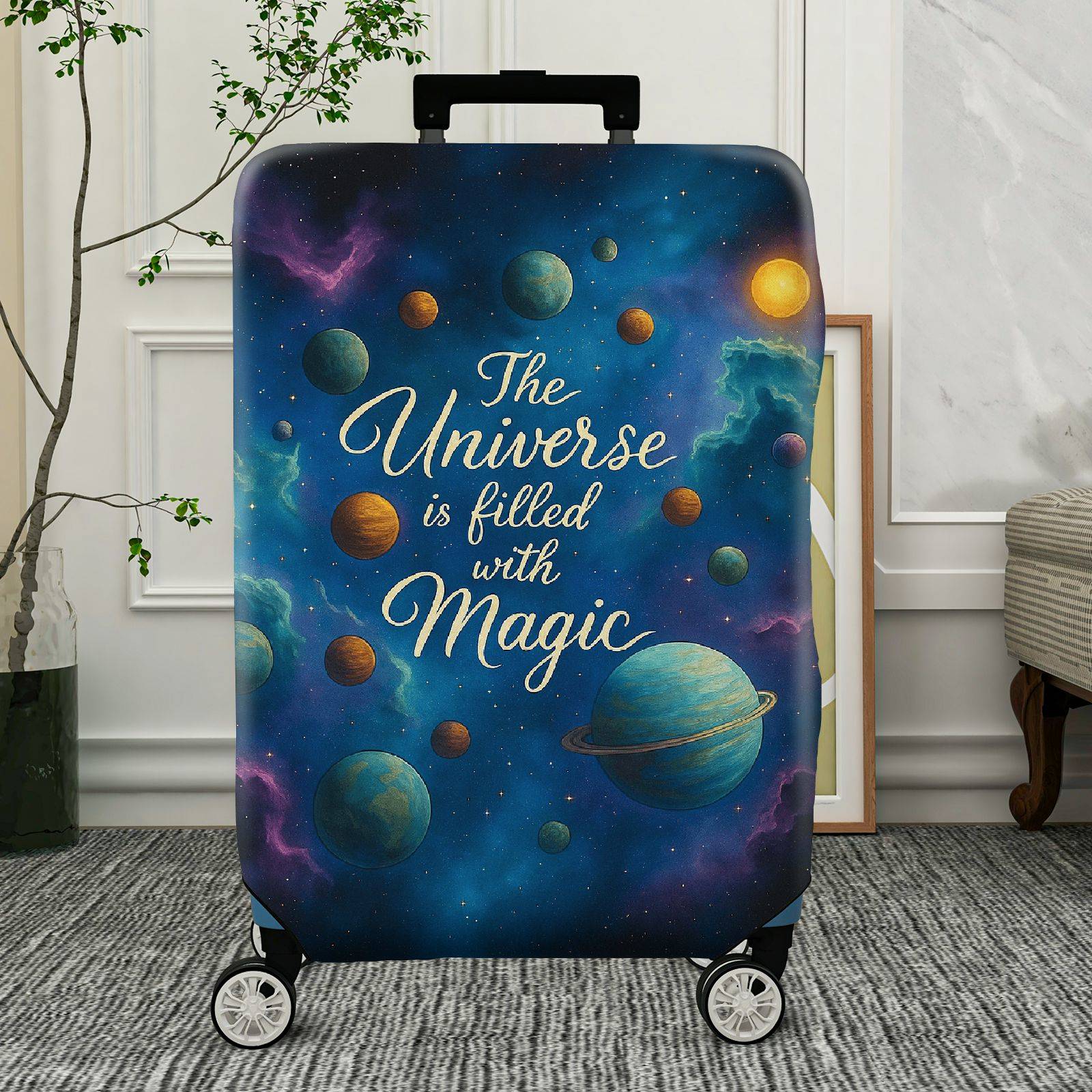 1-Piece Universe Galaxy Space Magic Cosmic Celestial  Suitcase Luggage Cover, Stretch Protective Sleeve
