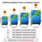 1-Piece Blue Floral Green Leaf Nature Hydrangea Elegant  Suitcase Luggage Cover, Stretch Protective Sleeve
