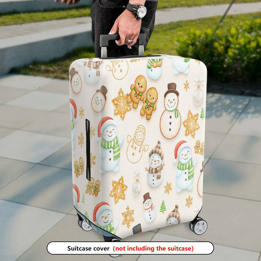 1-Piece Snowman Gingerbread Snowflakes Christmas Holiday  Suitcase Luggage Cover, Stretch Protective Sleeve