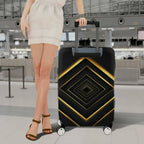 1-Piece Black Gold Geometric Diamond Elegant Stylish Modern  Suitcase Luggage Cover, Stretch Protective Sleeve
