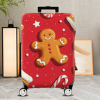 1-Piece Gingerbread Candy Cane Christmas Holiday Festive  Suitcase Luggage Cover, Stretch Protective Sleeve
