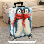 1-Piece Penguin Love Winter Christmas Holiday Valentine  Suitcase Luggage Cover, Stretch Protective Sleeve
