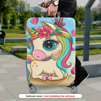 1-Piece Cute Colorful Unicorn Floral Heart Fantasy Rainbow  Suitcase Luggage Cover, Stretch Protective Sleeve