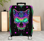1-Piece Cat Skull Halloween Cosmic Psychedelic Unique  Suitcase Luggage Cover, Stretch Protective Sleeve