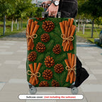 1-Piece Pine Cone Cinnamon Evergreen Holiday Nature Travel  Suitcase Luggage Cover, Stretch Protective Sleeve