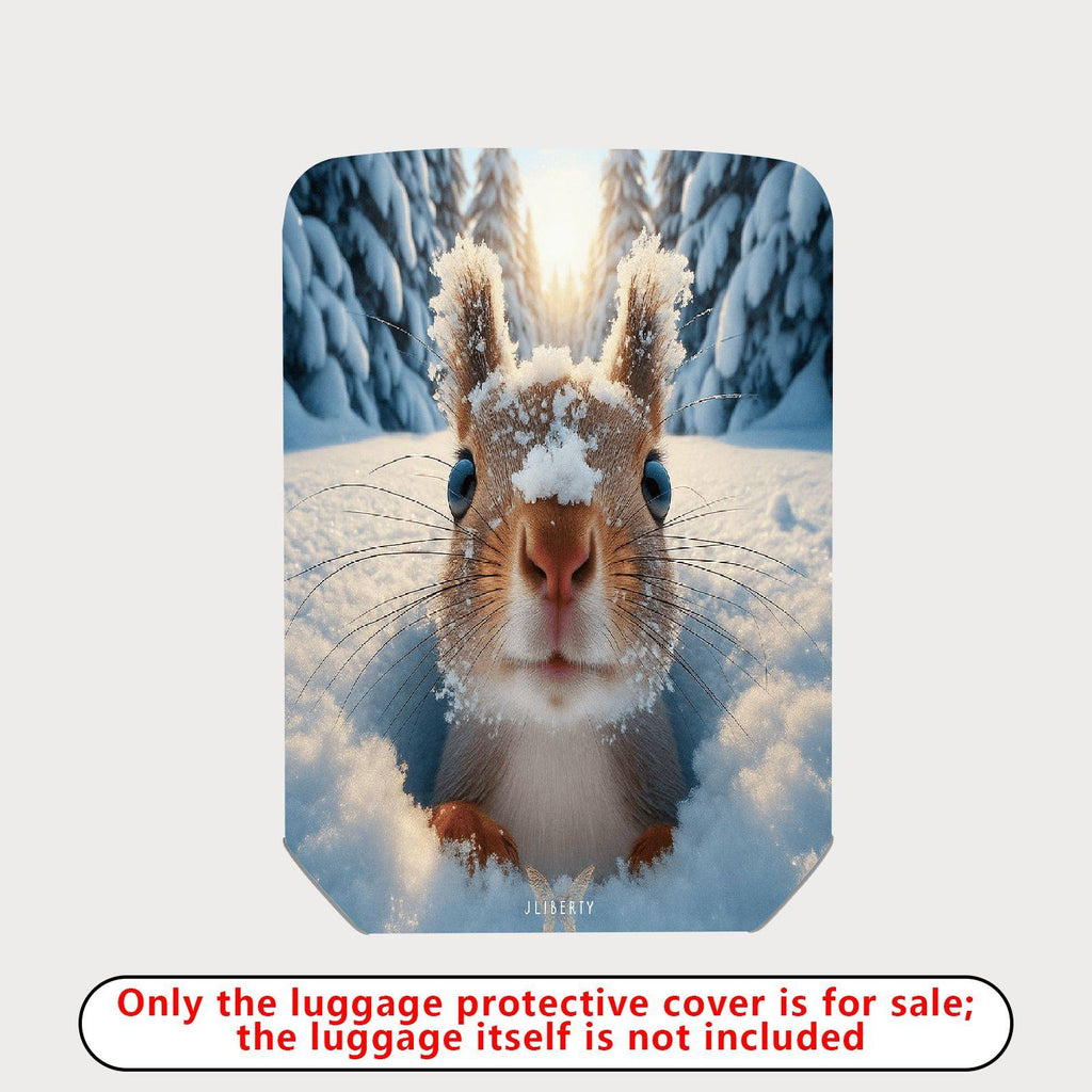 1-Piece Cute Snowy Forest Animal Winter Squirrel  Suitcase Luggage Cover, Stretch Protective Sleeve