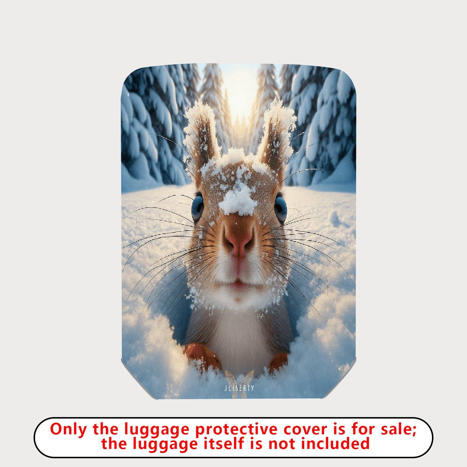 1-Piece Cute Snowy Forest Animal Winter Squirrel  Suitcase Luggage Cover, Stretch Protective Sleeve