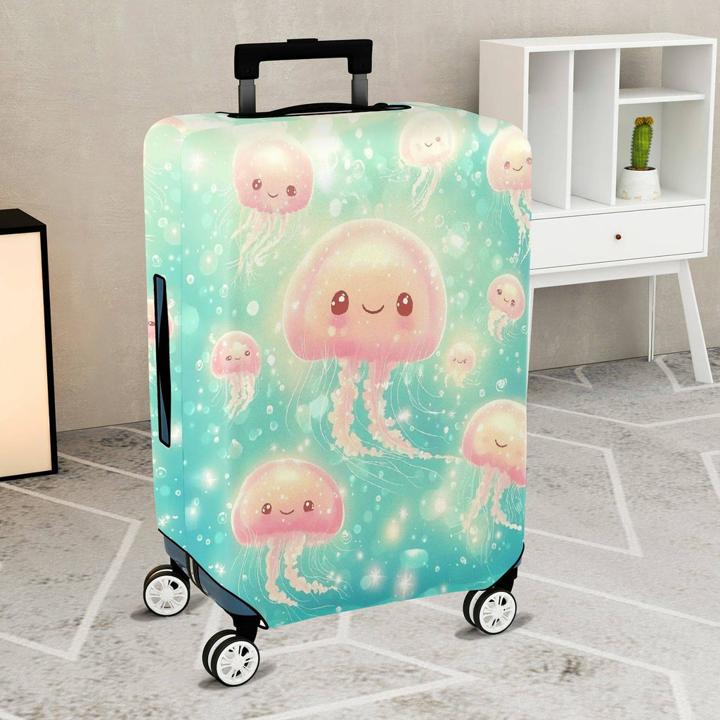 1-Piece Cute  Jellyfish Pink Ocean Fantasy Pattern  Suitcase Luggage Cover, Stretch Protective Sleeve