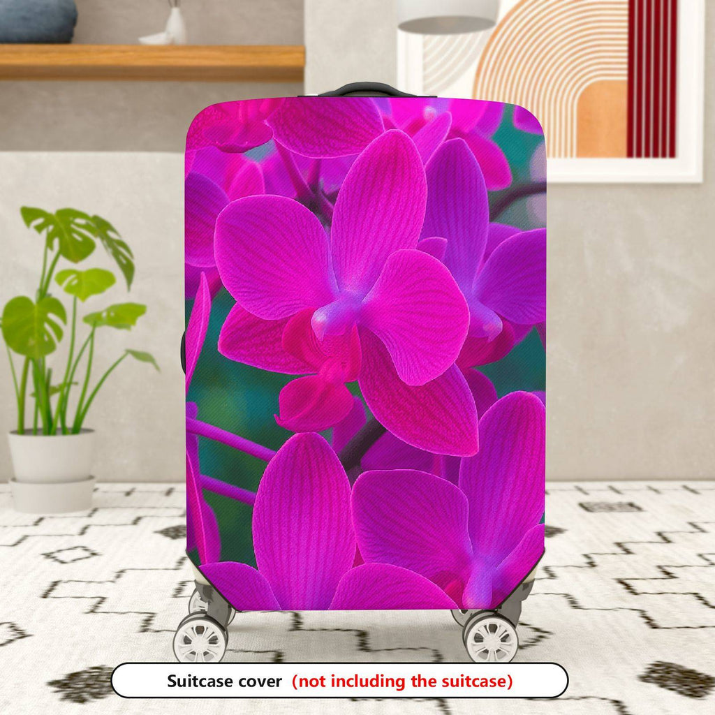 1-Piece Orchid Floral Pink Nature Vibrant Exotic  Suitcase Luggage Cover, Stretch Protective Sleeve
