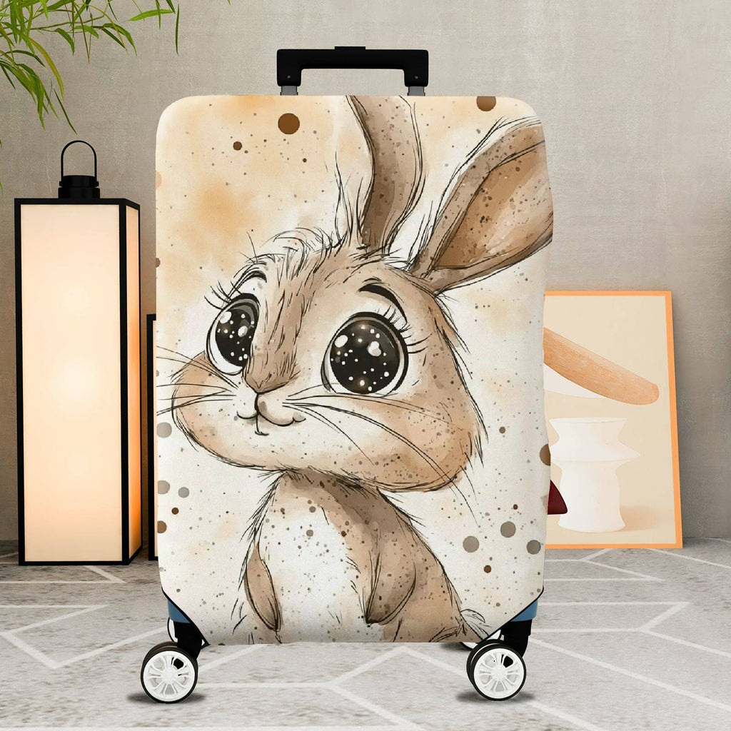 1-Piece Cute Animal  Bunny Polka Dot Watercolor  Suitcase Luggage Cover, Stretch Protective Sleeve