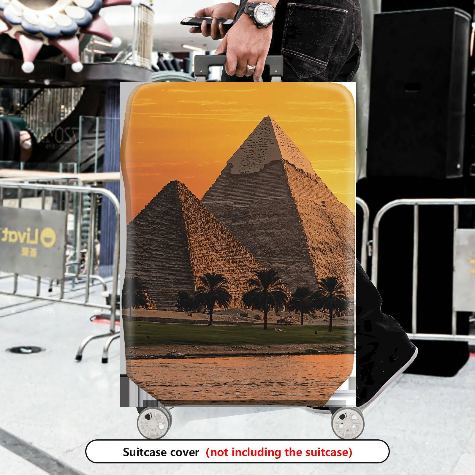 1-Piece Egypt Pyramid Sunset Desert Landscape Travel  Suitcase Luggage Cover, Stretch Protective Sleeve