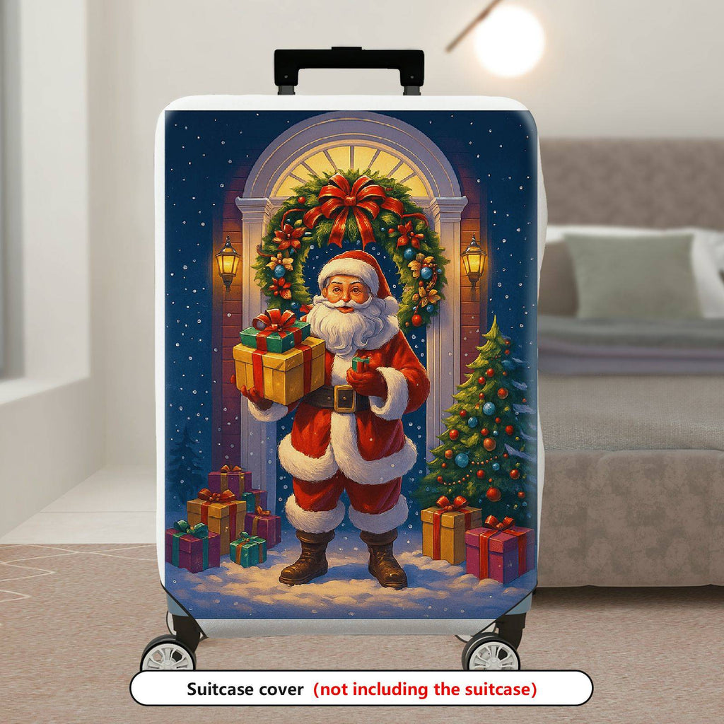 1-Piece Santa Claus Christmas Holiday Festive Winter Cheer  Suitcase Luggage Cover, Stretch Protective Sleeve