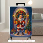 1-Piece Santa Claus Christmas Holiday Festive Winter Cheer  Suitcase Luggage Cover, Stretch Protective Sleeve