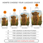 1-Piece Cute Cow Animal Pasture Sunset Scenic Country  Suitcase Luggage Cover, Stretch Protective Sleeve