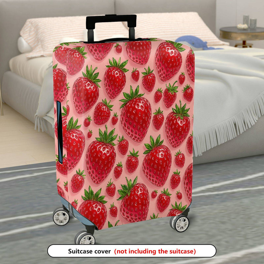 1-Piece Strawberry Red Fruit Fresh Pattern Cute Travel  Suitcase Luggage Cover, Stretch Protective Sleeve