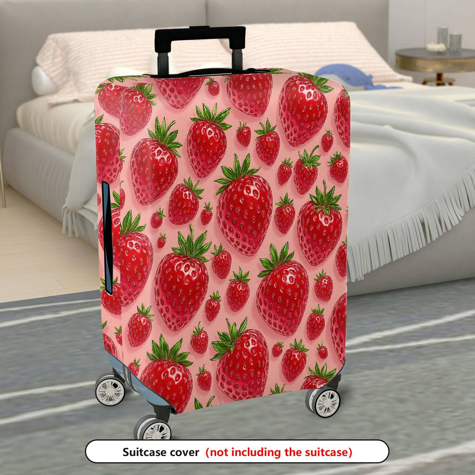 1-Piece Strawberry Red Fruit Fresh Pattern Cute Travel  Suitcase Luggage Cover, Stretch Protective Sleeve