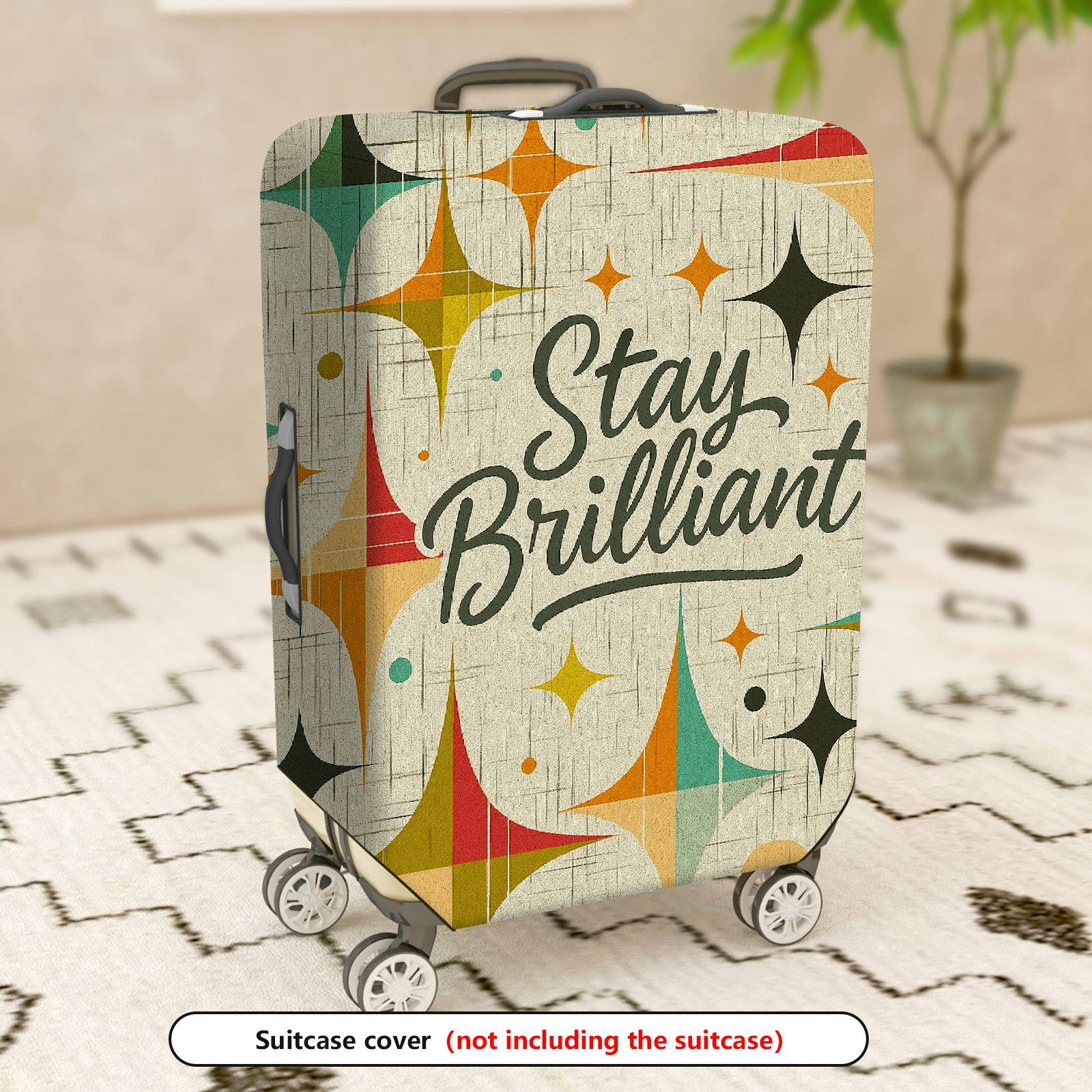 1-Piece Abstract Retro Inspirational Colorful Star Pattern  Suitcase Luggage Cover, Stretch Protective Sleeve