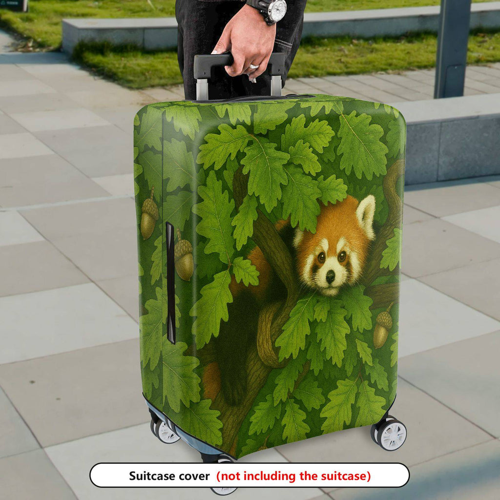 1-Piece Cute Green Forest Animal Red Panda Nature  Suitcase Luggage Cover, Stretch Protective Sleeve