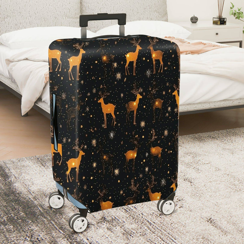 1-Piece Deer Starry Night Festive Cosmic Holiday  Suitcase Luggage Cover, Stretch Protective Sleeve