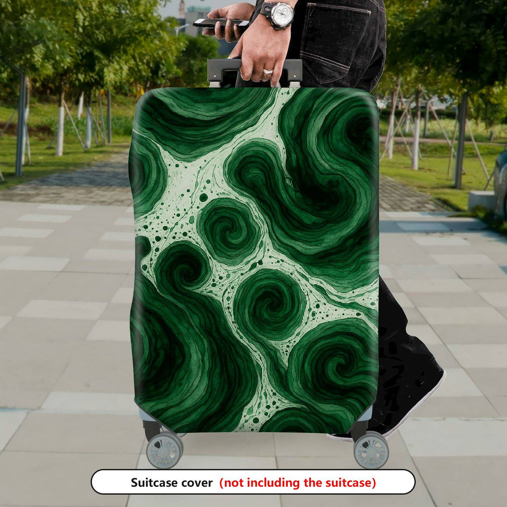 1-Piece Abstract Swirl Pattern Green Artistic Fluid Natural  Suitcase Luggage Cover, Stretch Protective Sleeve