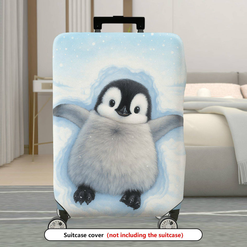 1-Piece Cute Winter Snow Penguin Snowflake Animal  Suitcase Luggage Cover, Stretch Protective Sleeve
