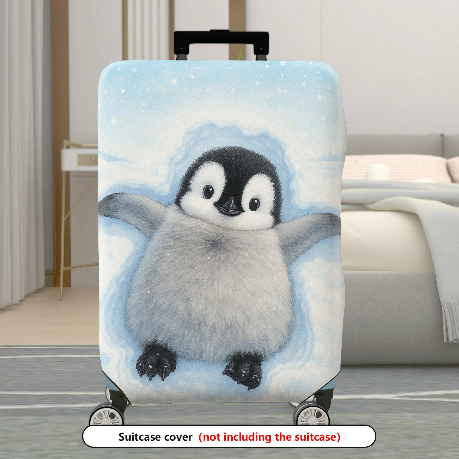 1-Piece Cute Winter Snow Penguin Snowflake Animal  Suitcase Luggage Cover, Stretch Protective Sleeve