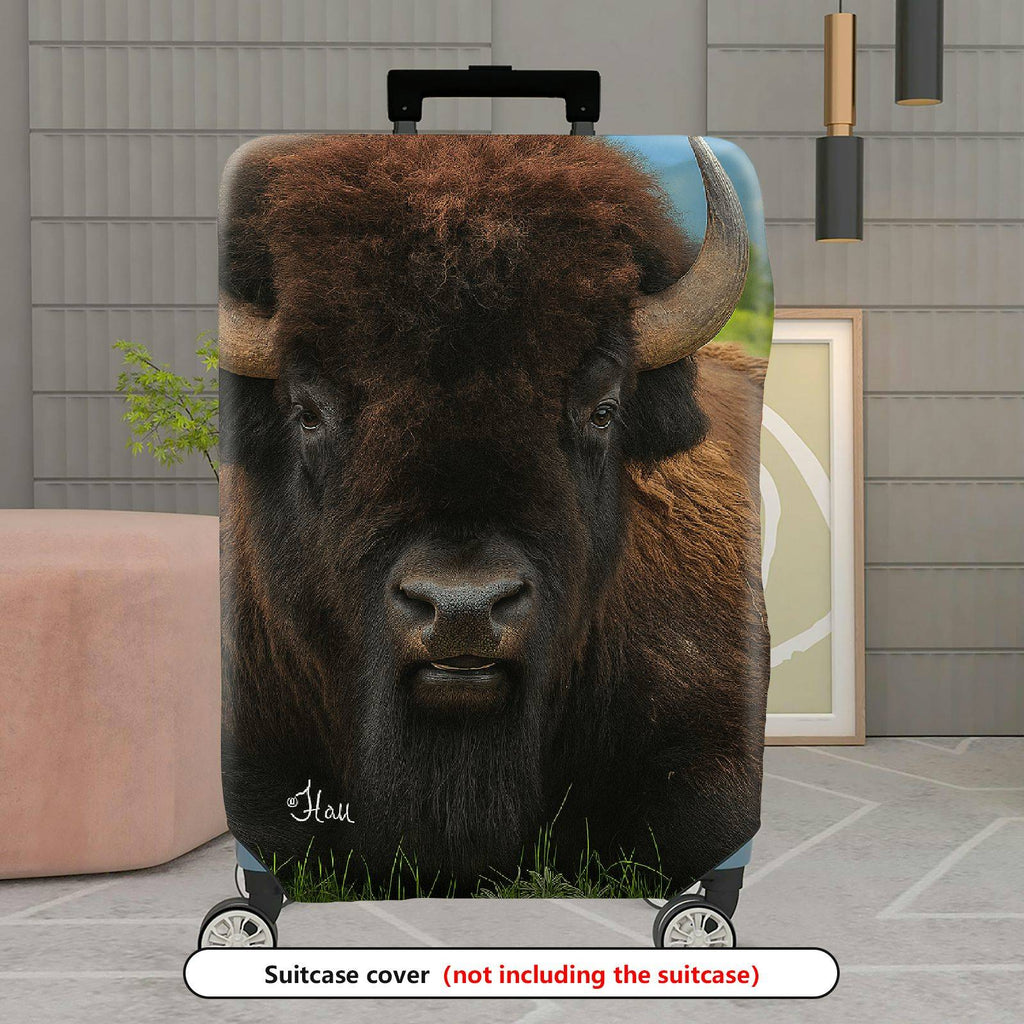 1-Piece Bison Wildlife Nature Animal Landscape Scenic  Suitcase Luggage Cover, Stretch Protective Sleeve