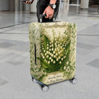 1-Piece Elegant Floral Lily Green Art Vintage  Suitcase Luggage Cover, Stretch Protective Sleeve