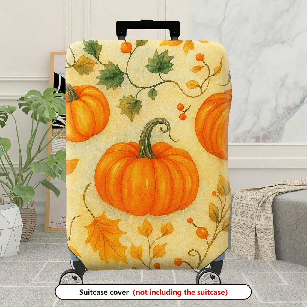 1-Piece Pumpkin Autumn Leaves Harvest Thanksgiving Holiday  Suitcase Luggage Cover, Stretch Protective Sleeve