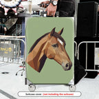 1-Piece Geometric Horse Art Animal Pattern Green  Suitcase Luggage Cover, Stretch Protective Sleeve