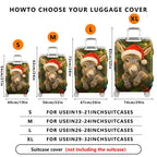 1-Piece Christmas Donkey Santa Ornament Festive Holiday  Suitcase Luggage Cover, Stretch Protective Sleeve