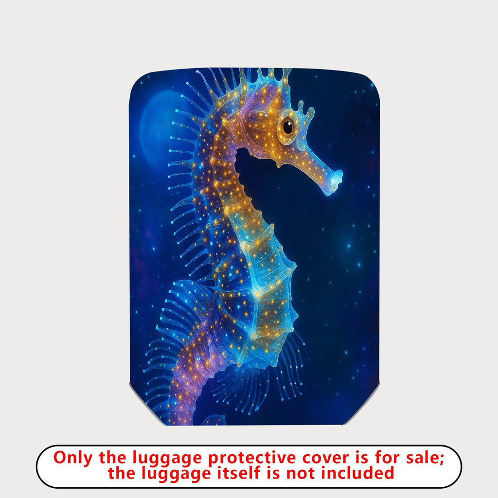 1-Piece Glowing Seahorse Ocean Starry Night Cosmic Artistic Fantasy  Suitcase Luggage Cover, Stretch Protective Sleeve