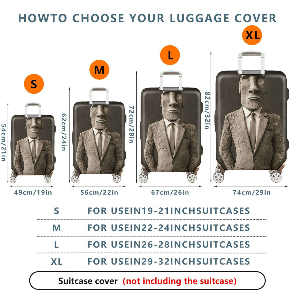 1-Piece Abstract Sculpture Suit Moai Art Stone  Suitcase Luggage Cover, Stretch Protective Sleeve