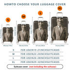 1-Piece Abstract Sculpture Suit Moai Art Stone  Suitcase Luggage Cover, Stretch Protective Sleeve