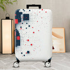 1-Piece Abstract Geometric Red Blue Tech Modern Digital  Suitcase Luggage Cover, Stretch Protective Sleeve