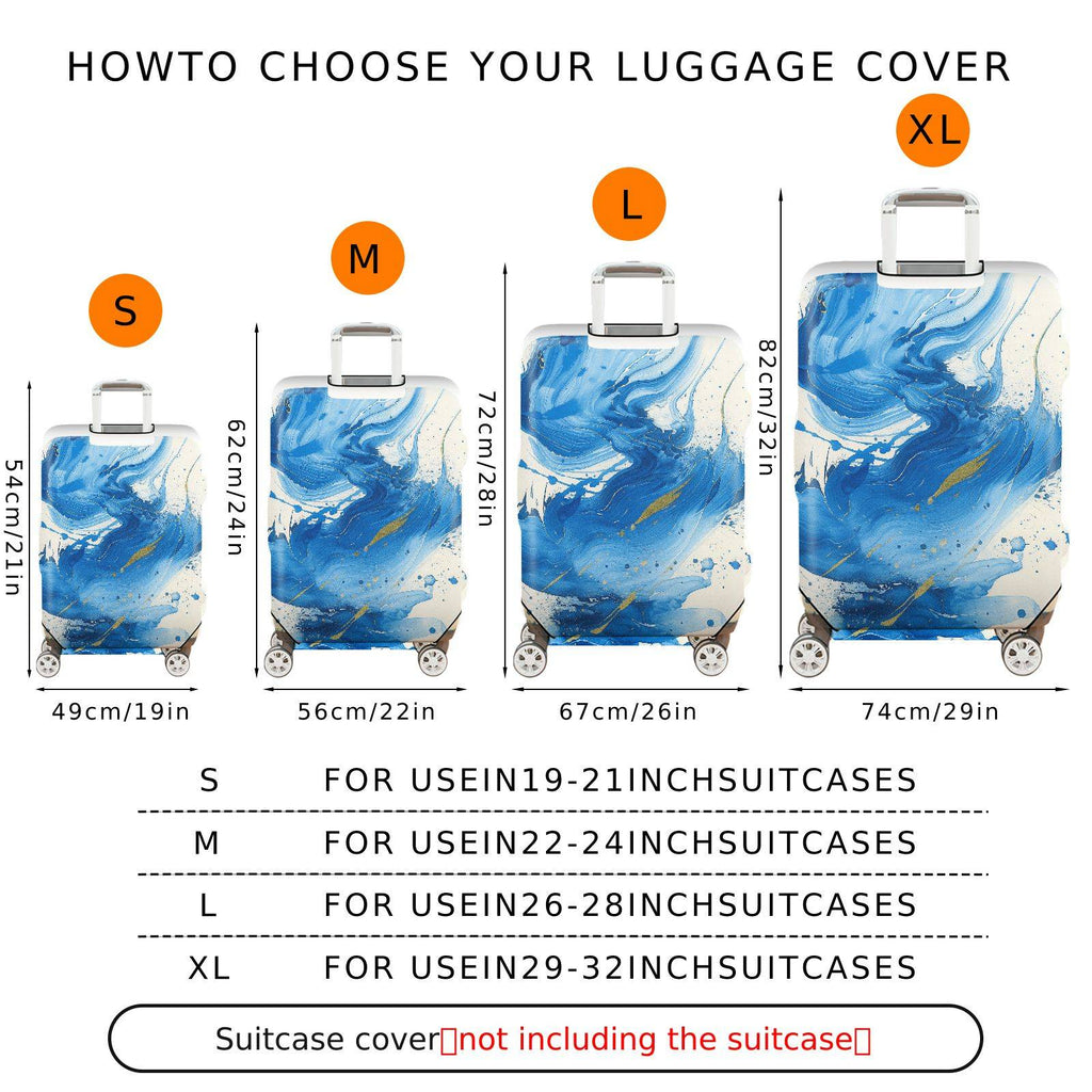 1-Piece Abstract Blue Artistic Swirl Paint Splash Luggage  Suitcase Luggage Cover, Stretch Protective Sleeve