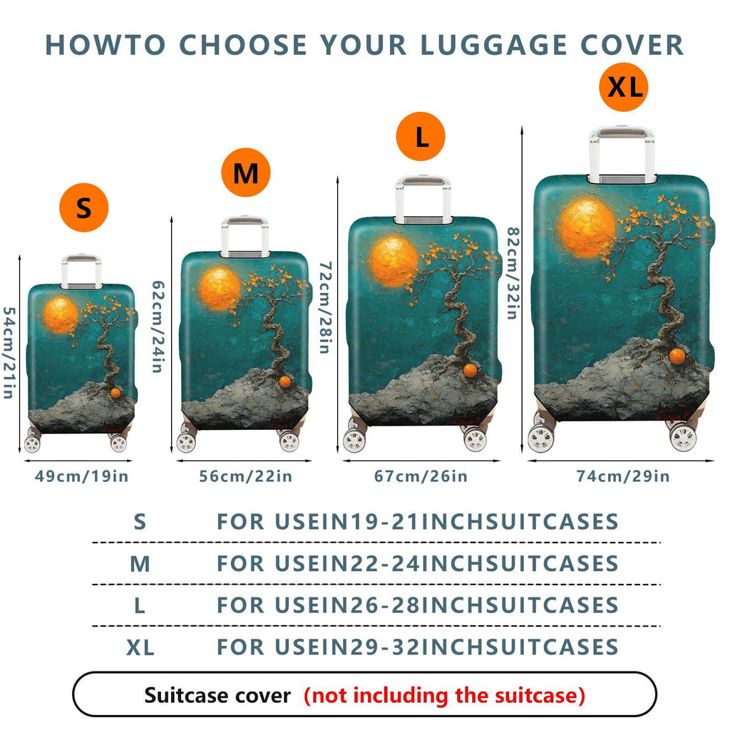 1-Piece Abstract Art Tree Moon Landscape Nature  Suitcase Luggage Cover, Stretch Protective Sleeve