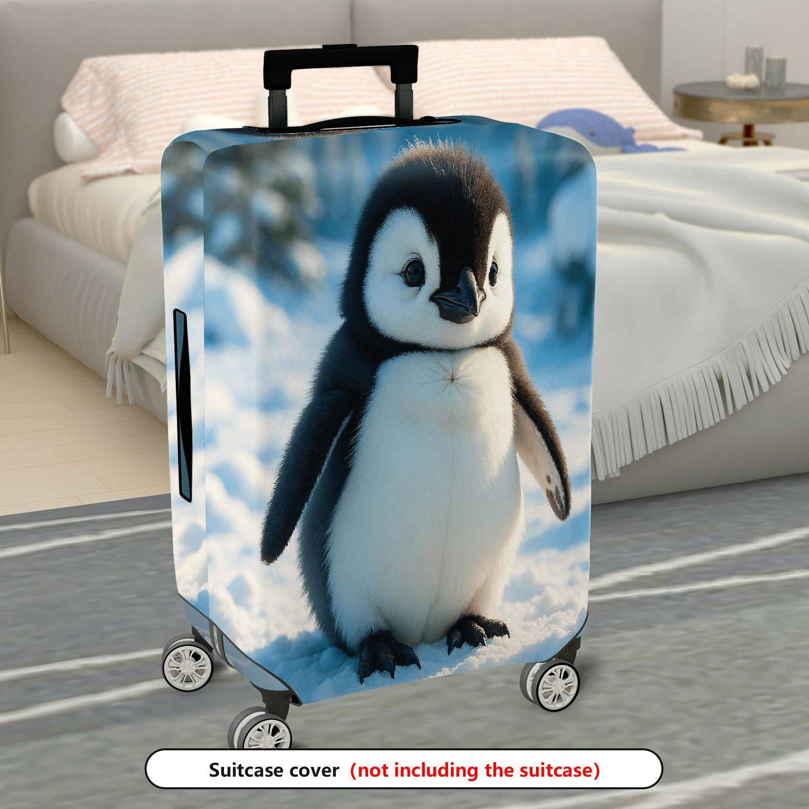 1-Piece Cute Adorable Penguin Winter Snow Animal  Suitcase Luggage Cover, Stretch Protective Sleeve