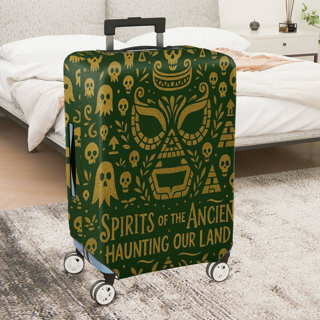 1-Piece Ancient Totem Skull Spirit Text Pyramid Ghost  Suitcase Luggage Cover, Stretch Protective Sleeve